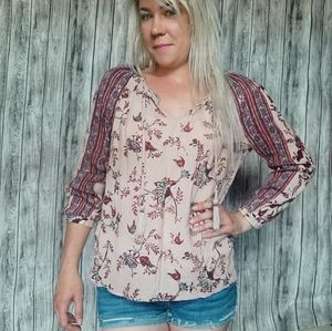Lucky Brand Floral Long Sleeve Flowy Top